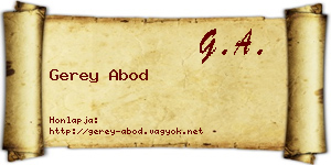 Gerey Abod névjegykártya